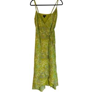 Pea Green Floral Mid Length Dress Size Small